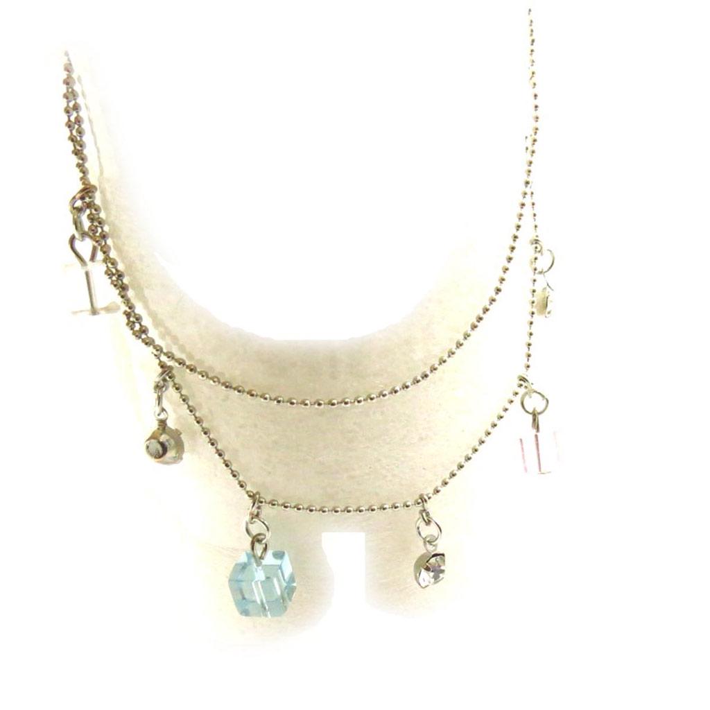 Les Trésors De Lily [J6933] - 'Sissi' Ankle Chain White Pink Blue