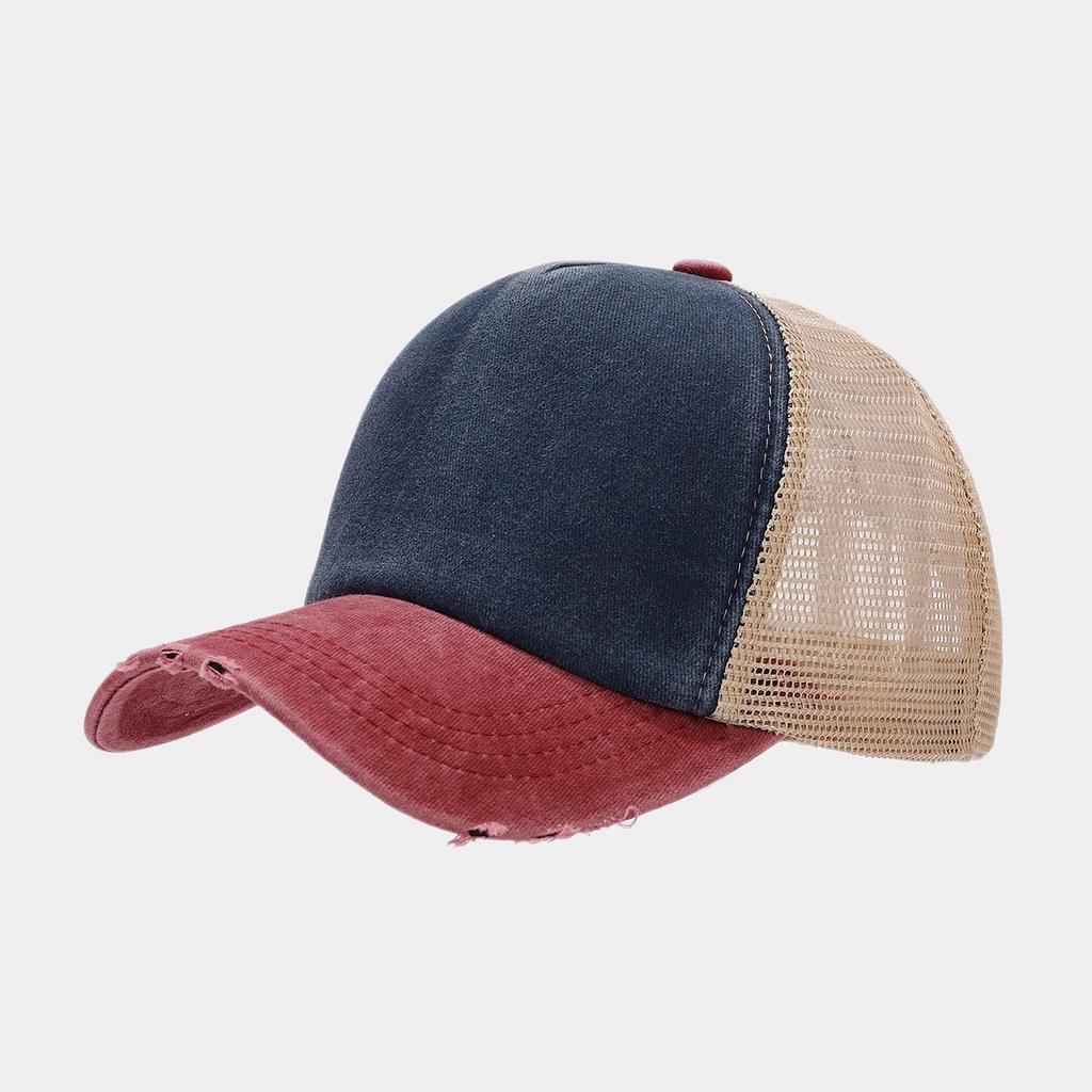 Hot-selling contrasting colors, washed and made old mesh splicing baseball caps, men's and women's tide summer breathable caps