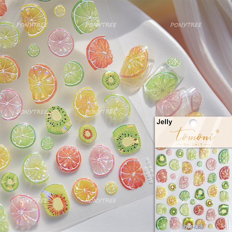 

Colorful Fruit Lemon Grapefruit Kiwifruit Candy Popsicle Rabbit Cherry Apple Paw Jelly Adhesive Nail Art Sticker Manicure Decals MP6320TO5018