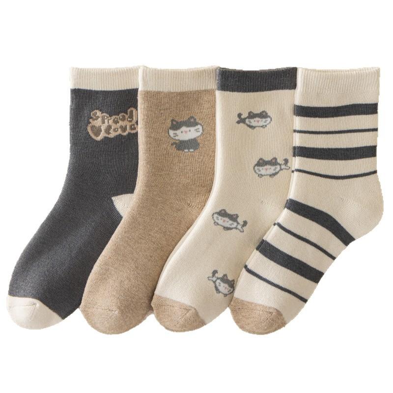 Winter Socks Medium Tube Socks Fleece Thickened Warm Cute Cartoon Terry Socks Socks