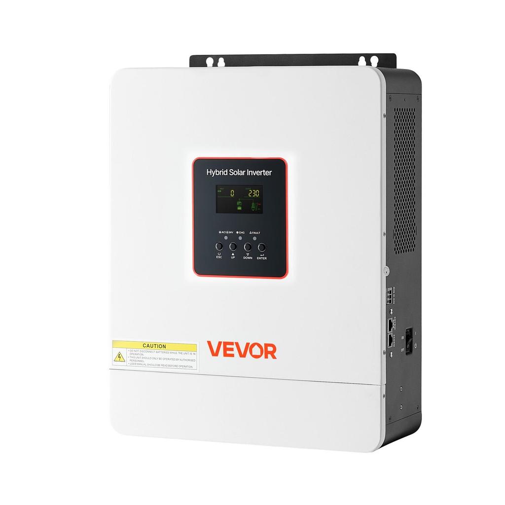 4000W hibridinis saulės keitiklis, 24V DC į 230V AC, grynos sinusinės bangos galios keitiklis įkroviklis, su integruotu 120A MPPT saulės valdikliu, WiFi moduliu,