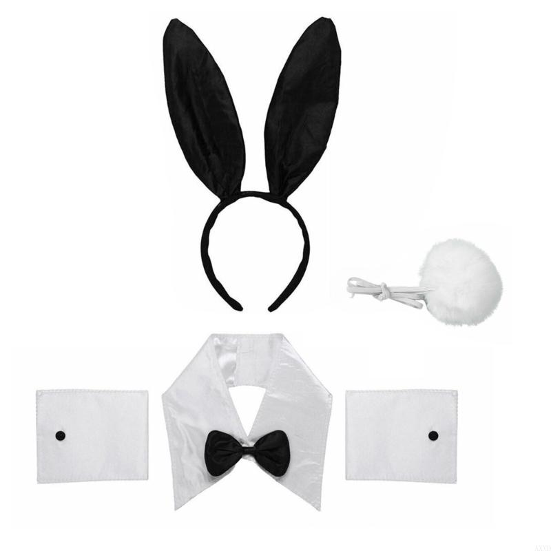 AXYD Rabbit Costume Easter Bunny Costume Set Bunny Cosplay Headband Tail Collar
