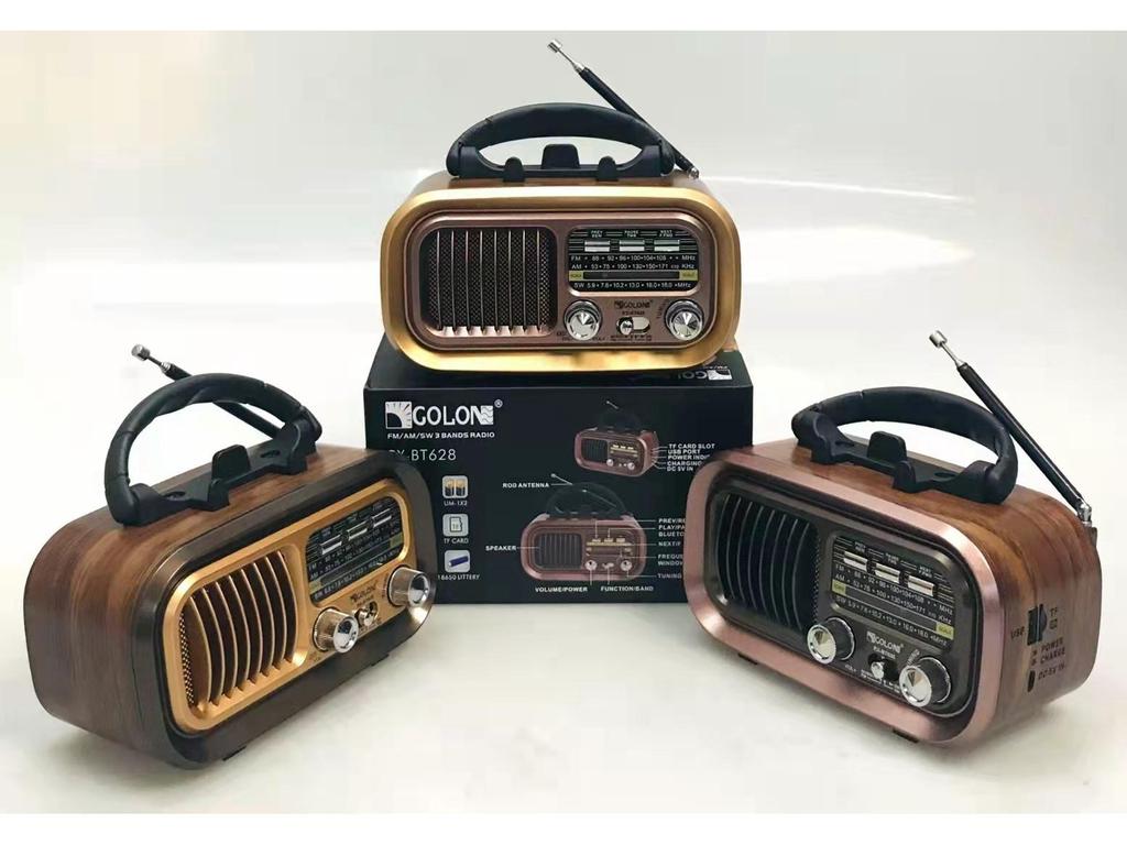 New RX-BT628 Vintage Bluetooth Speaker Multi-Band Radio, Wireless Portable Desktop Sound System with Card Slot - Perfect Gift.