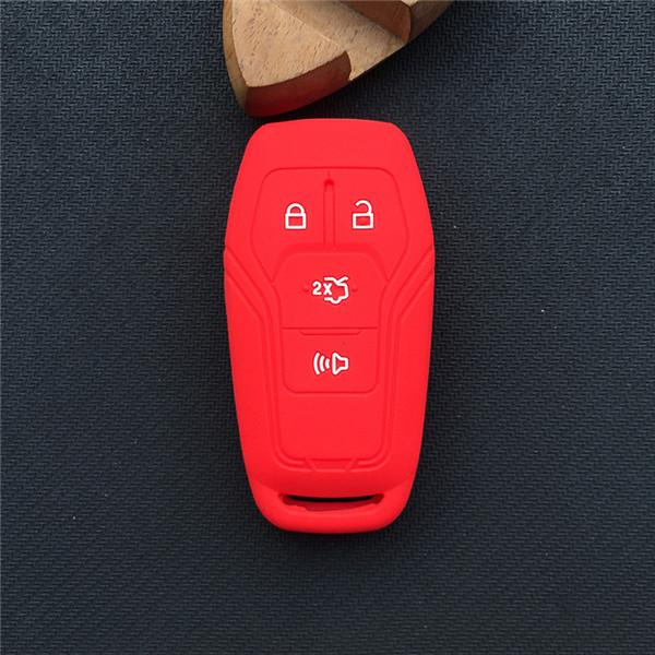 

ZAD Silicone car key case cover shell skin holder for Ford Fusion 2013 2014 2015 Mustang Fusion Fiesta 4 button Remote key set красный