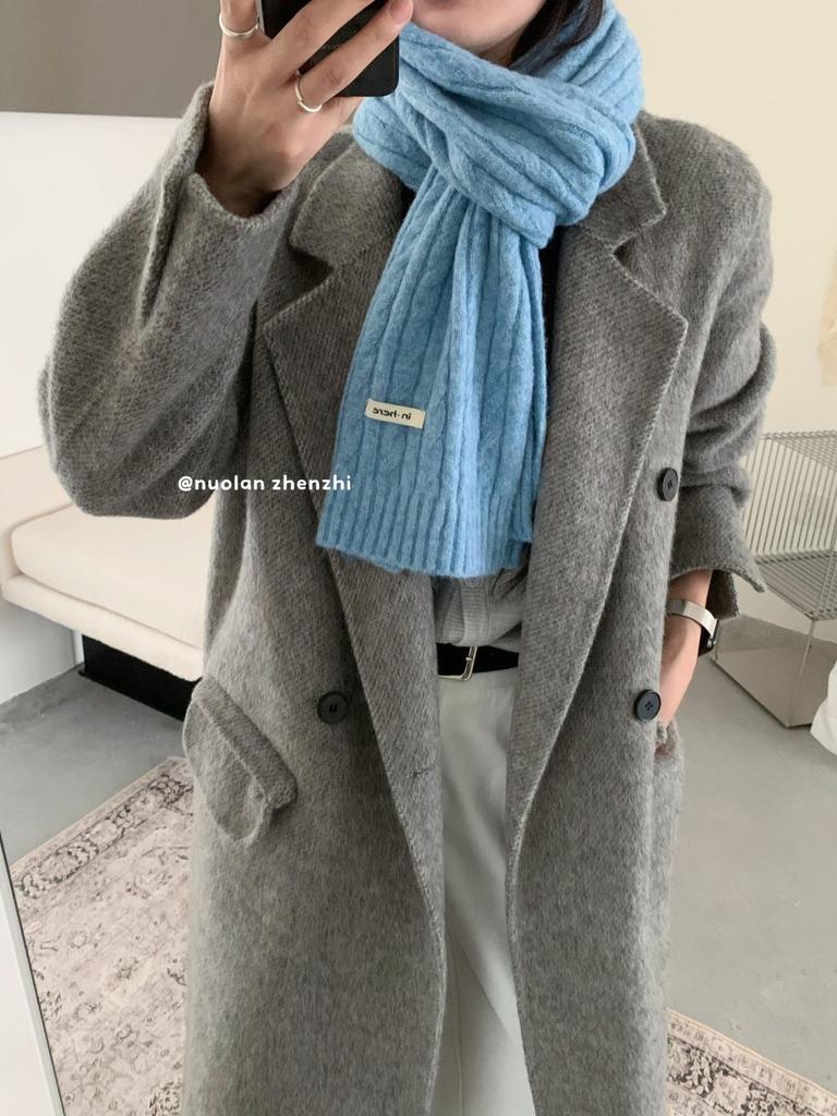 Autumn and winter warm old money style quality wool scarf women's atmosphere white soft waxy couple warm knitted scarf men