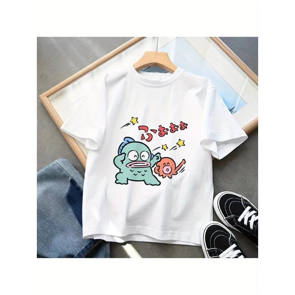 TShirts Hangyodon Tee Shirt Kawaii Green Fish Casual Clothes Anime Cute Pattern Tops Short Sleeve