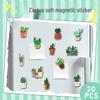 Lot de 20 Magnets de Frigo Magnétiques Souples en Forme de Cactus - Plantes en Pot Vertes, Imperméables, Design Créatif