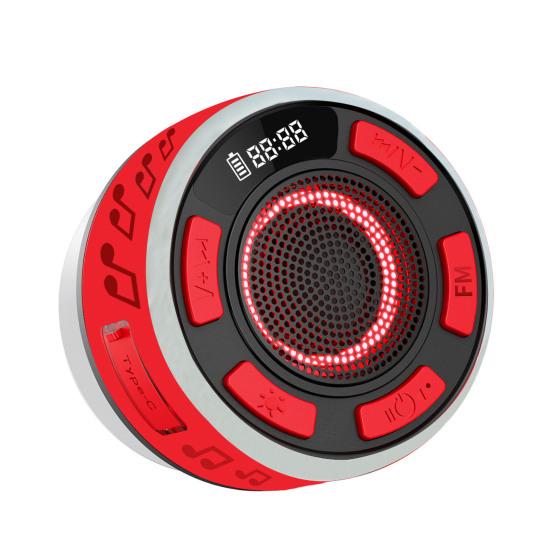 IPX7 Waterproof Shower Speaker with RGB Light LED Display Detachable Suction Cup Stereo Sound Bathroom Bluetooth-compatible Wireless Speaker