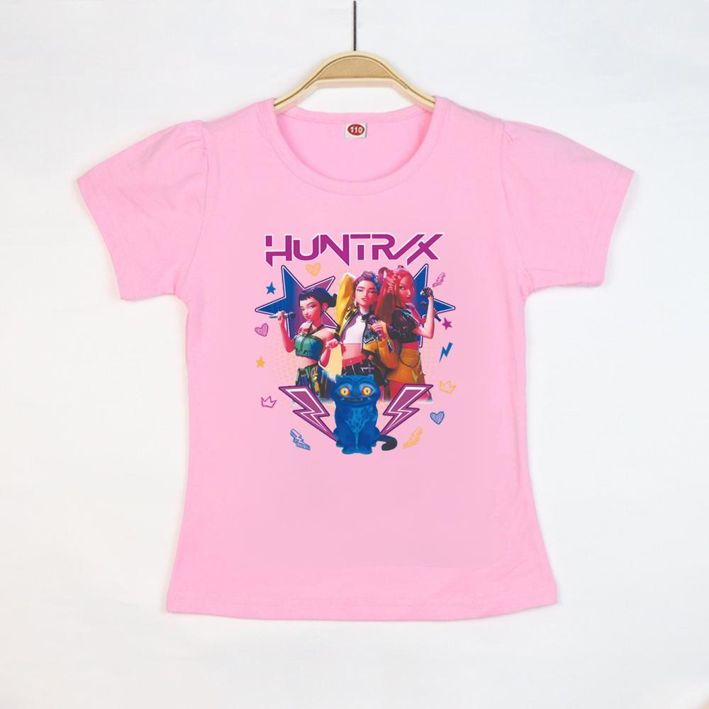 New T-shirt Anime Kpop Witch Hunting Group Printing Children T-shirt Fashion Casual Cartoon T-shirt Girls Children's Clothing