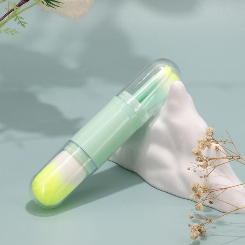 Multi Functional 4 in 1 Makeup Brush with Soft Bristles for Gentle Face Care for Travel or Home Cosmetic Beauty Needs