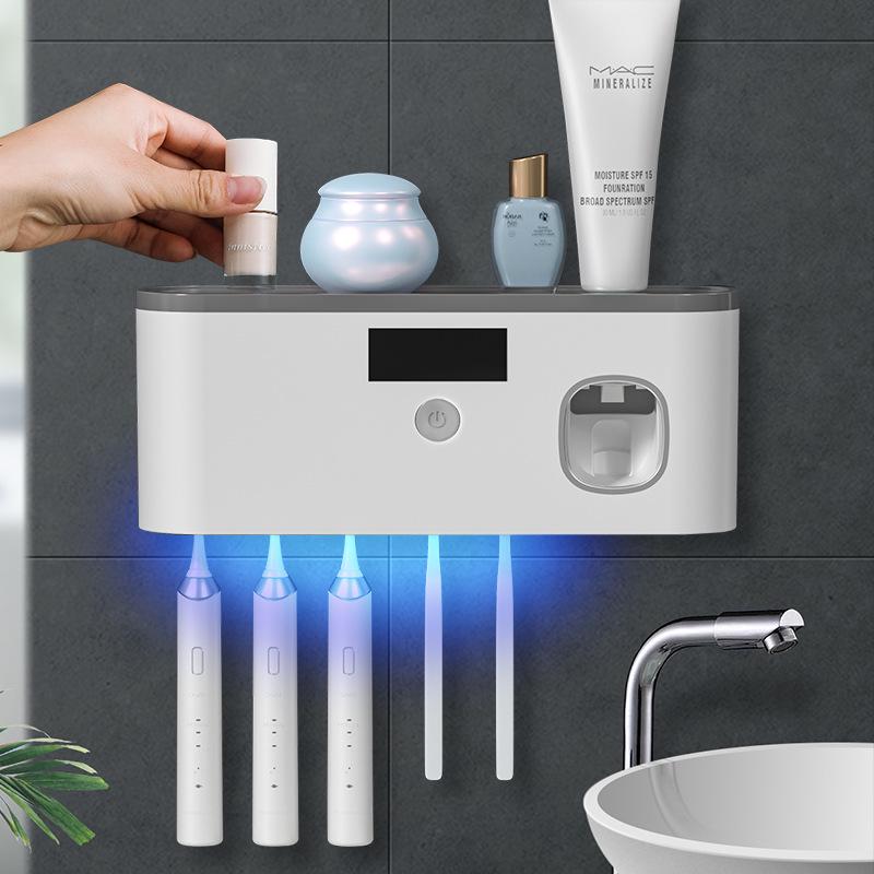 Stylish Wall-Mounted UV Disinfection Toothbrush Holder with Cup