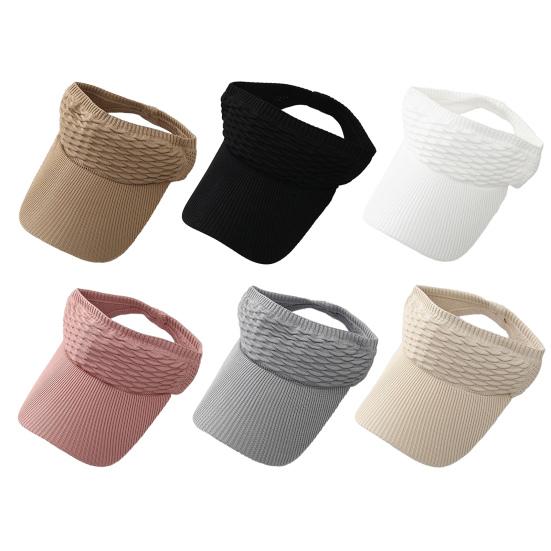 Dame Sommer Solskjermhatt Justerbar Åpen Topp Baseballcaps Elastisk Strikket Sportshatt for Tennis Golf Løping