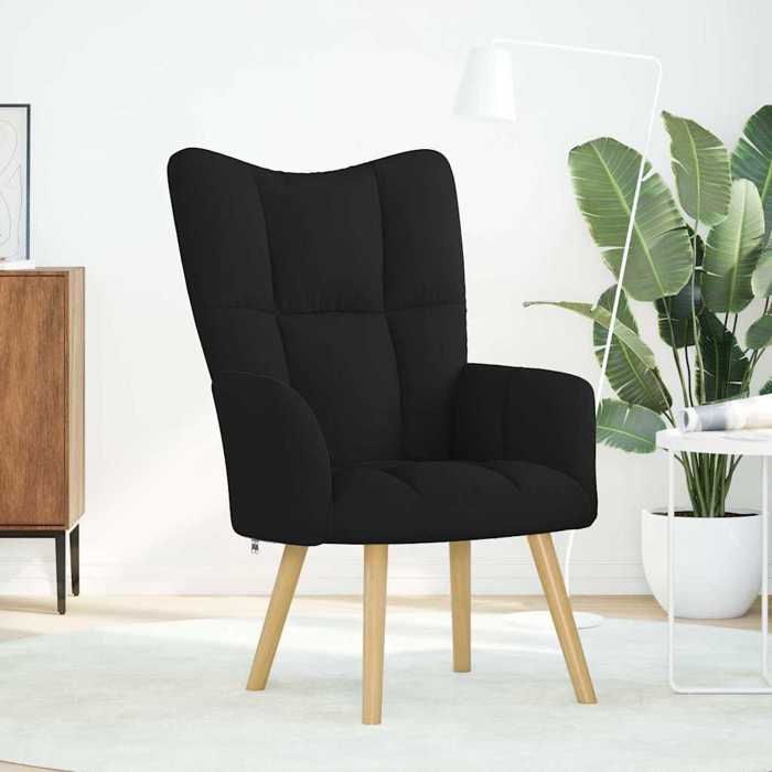 VidaXL Chaise de relaxation Noir Tissu, chaise, fauteuil relax, fauteuil relax en tissu, chaise de salon, chaise en tissu, 4016769
