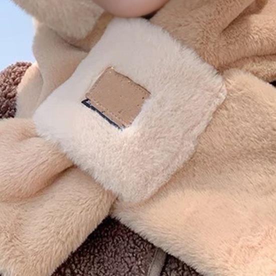 Thermal Elastic Scarf Hat Bear Ear Decor Autumn Winter 2 In 1 Scarf Hat Outdoor Activities Skiing Camping Warm Headwear