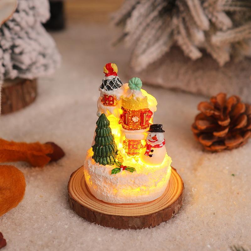 Christmas resin gingerbread house small house Santa Claus snowman micro landscape resin ornaments Christmas decorations ornaments