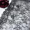 Elastic Net Embroidery Lace, 1m X 21cm, Black Stretchy Tulle Lace Trim for Lingerie, Bra, Underwear, Dress, Garment, Sewing & Crafting