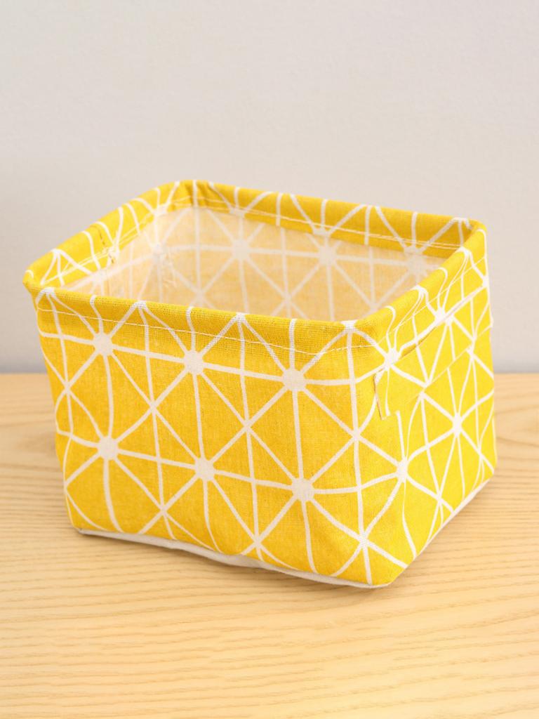 1PC Cotton and Hemp Storage Basket with Handheld Printed Tabletop, Miscellaneous Sorting Cabinet, Small Clothing, Fabric Storage