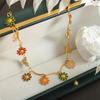 Niche Design Colorful Flower Drip Pendant Non-Fading Necklace, Personalized Pastoral Autumn And Winter Jewelry