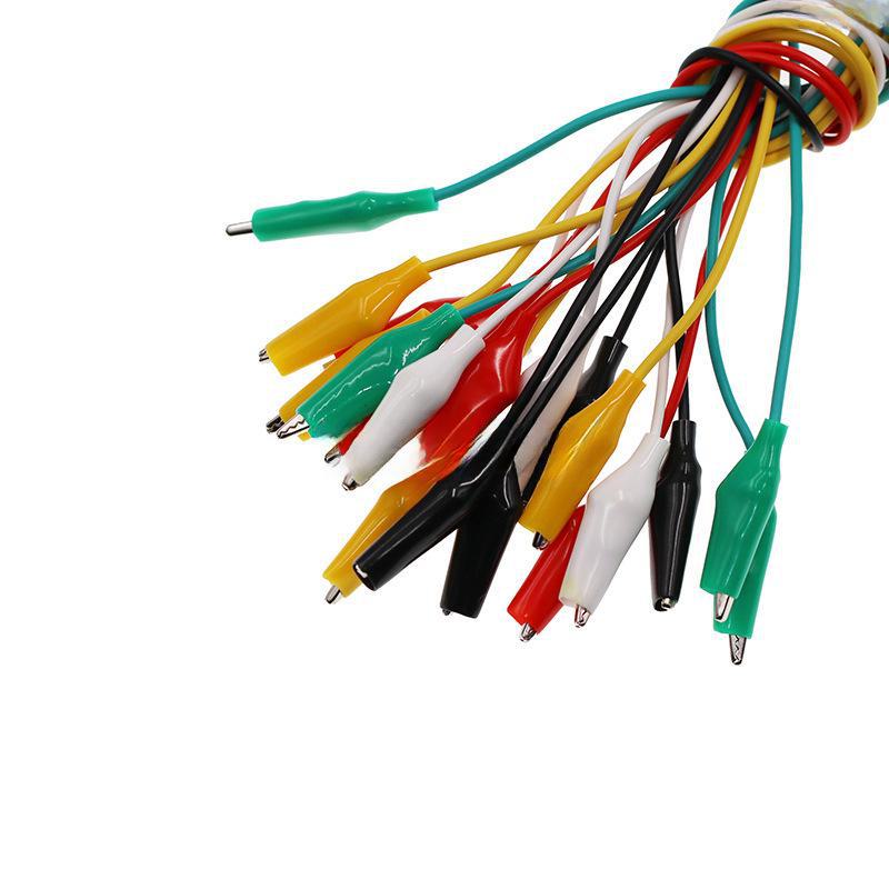 Testledninger med krokodilleklemmer, 10 stk., 5 farger, Små/Middels/Store, Dobbeltsidige