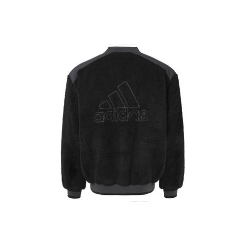 Adidas Solid Color Sports Casual Fleece Warm Loose Fleece Jacket Men’s Black