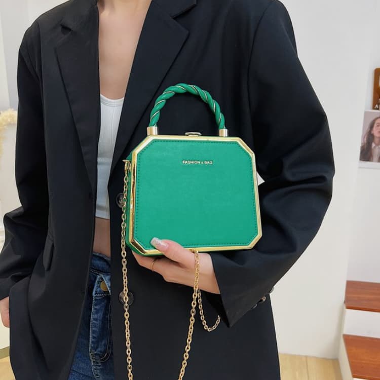 Fashion Designer Metal Square Bag Ladies Small Cell Phone Chain One Shoulder Crossbody Purse Box Evening Print Classical Solid