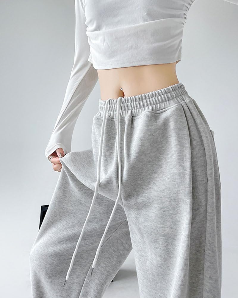 MTUIOY Long Dance Loose Solid Korean Style Women's Pants, Tracksuit, Sportswear, Pants, Yoga, Running, Fit, Color, Breathable, - Bgray-L