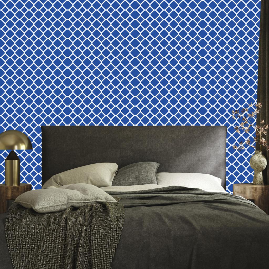 Wallpaper Geometric Pattern Blue and Azure for Living Room and Bedroom 50x1000