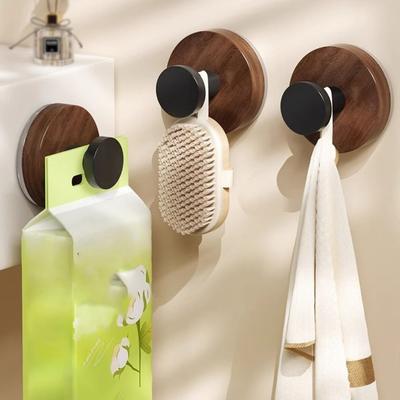 Lot de 12 crochets de porte muraux adhésifs en imitation bois, sans perçage, porte-clés amovibles, style vintage, pour la cuisine.