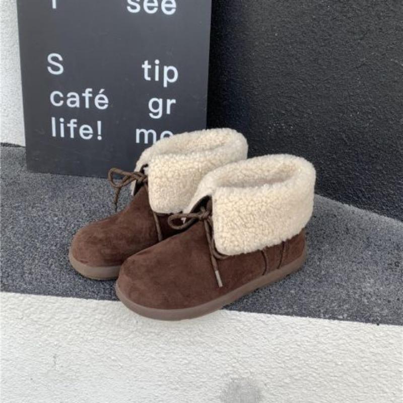 Women's Large Size Padded Thickened Winter Warm Fur One Snow Boots Padded Lining Ankle Boots Non-slip Hiking Sports Cotton Short Boots
