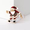 Christmas Enamel Santa Brooches for Women Unisex Rhinestone Character Pins Event Party Backpack Decoration Clothes Accessories