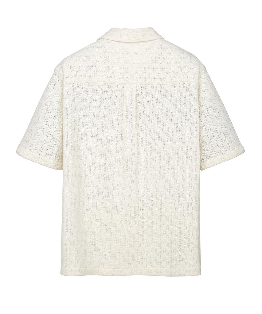 IL CORSO Zephyr Waffle Crochet Short Sleeve Shirt Cream Iesh5E410Cr
