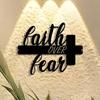 Vintage Faith Over Fear Cross Metal Sign Iron Wall Decor Inspirational Plaque Home Office Gift