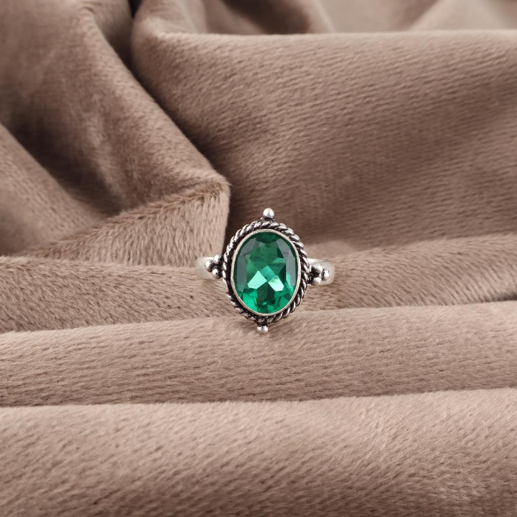 Gröna Smaragd Smycken, 925 Sterlingsilver Smycken, Handgjord Silverring, Vacker Ring Intuition Ädelsten För Jubileumspresent