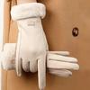 1pair Women Winter Thick Plush Gloves Fashion Warm Suede Outdoor Guantes Lady Touchscreen Driving Gloves Sports Cycling Mittens