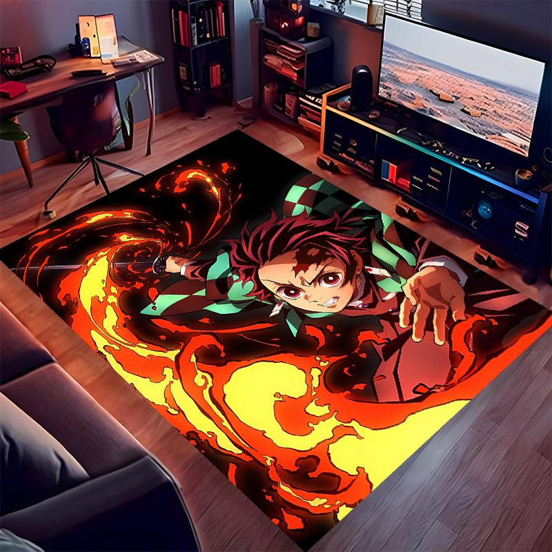 1pc Demon Slayer characters2 Print Area Rug - Soft, Washable Non-Slip Indoor Mat for Office Chairs, Living Room, Home Office Decorative Rug