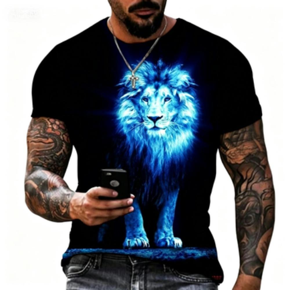 Summer Fashion Tiger Lion 3D Printing Cool Casual Street Style T-shirt for men