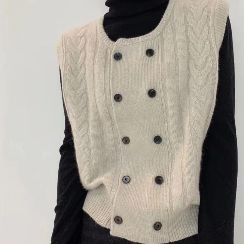 

Высококачественный кардиган-жилет крупной вязки для женщин на осень и зиму, французский многослойный вязаный жилет без рукавов XL
