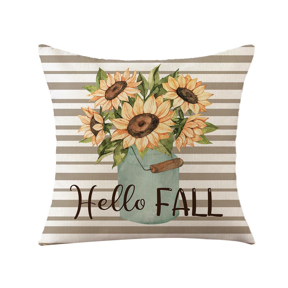 Autumn Thanksgiving Pillow Cover Pumpkin Sunflower Polyester Print Nordic Home Living Room Sofa Cushion Cover