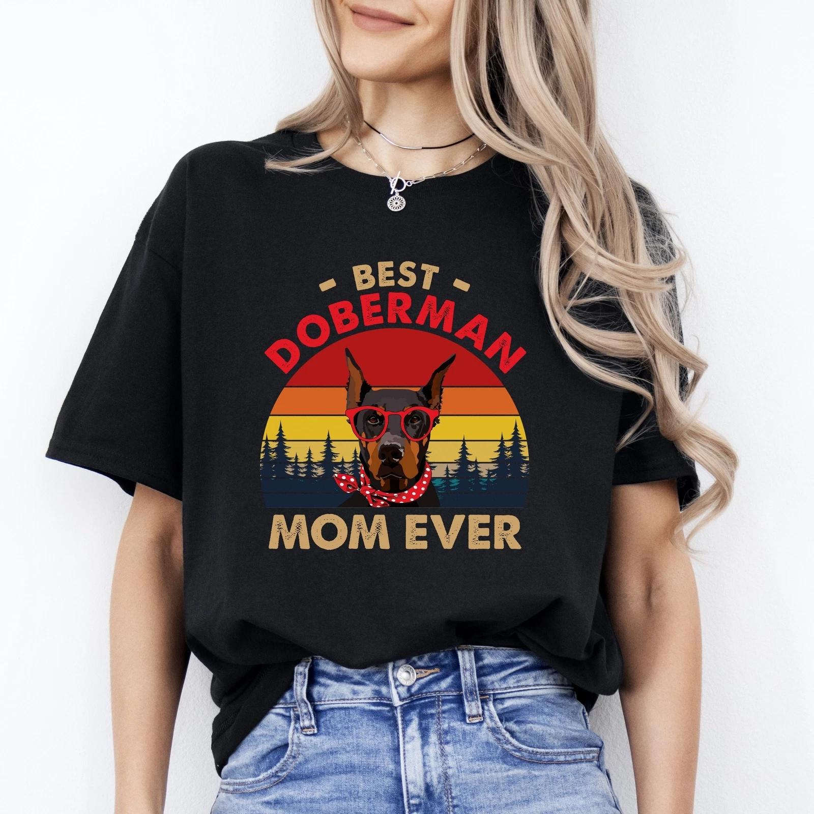 Best Doberman mom ever T-Shirt gift Retro Doberman Dog mama Unisex tee Black Nav 3XL