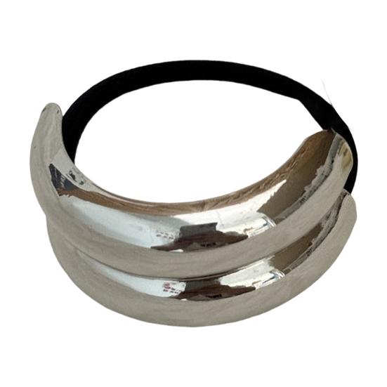 

Жіноча пов язка на голову з геометричним металевим декором, висока еластична резинка для волосся, універсальна мотузка для укладання волосся, аксесуари для волосся B срібний