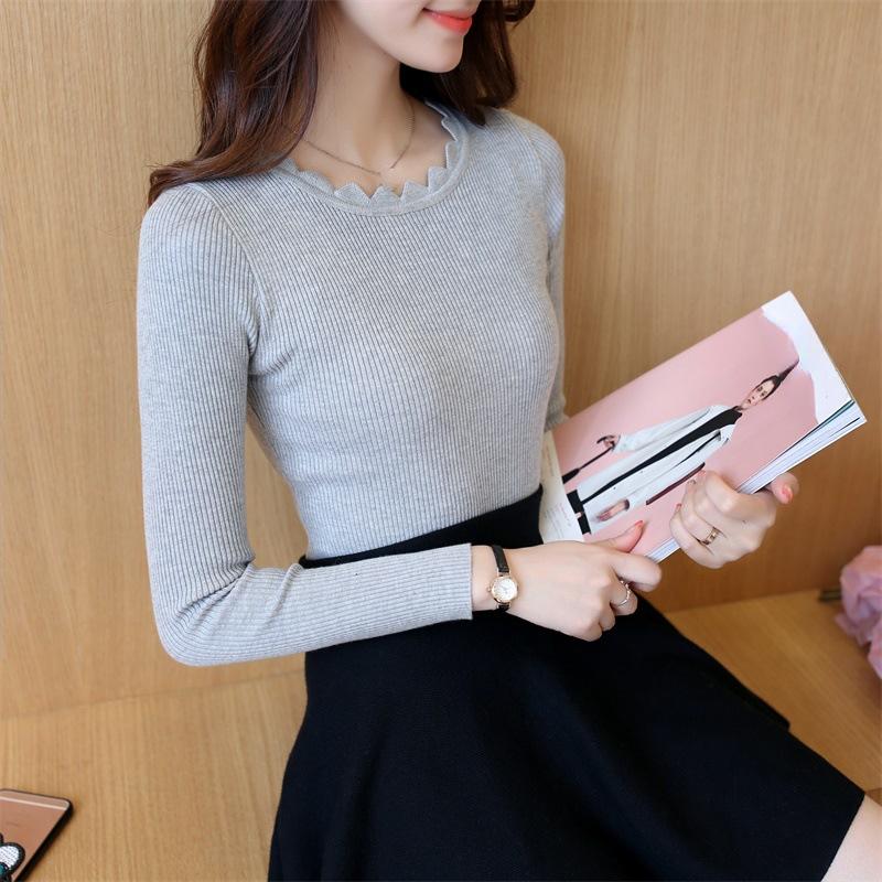 Pullover Damen Pullover Einfarbig Neu Frühling Damen Gestrickter Slim Pullover Langarm Herbst Winter Schmetterlingshals Pullover Weiblich