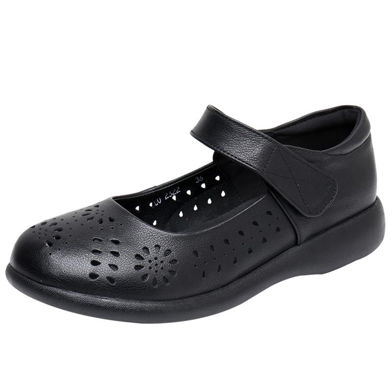 

Модные женские балетки из натуральной кожи GKTINOO, летняя обувь, женские повседневные лоферы больших размеров, с полым круглым носком, мягкие удобные сандалии 12