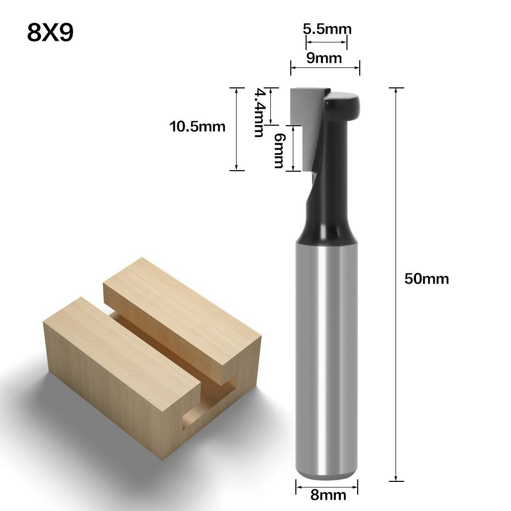 ALLSOME Frese per Legno con Gambo da 8 mm a T-Slot e Foro Chiave, Frese in Carburo per Legno, Frese per Scanalatura di Bulloni Esagonali su T-Track