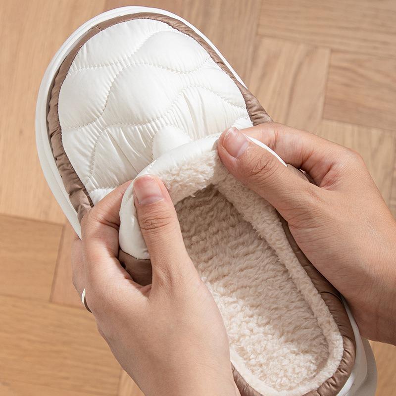 Autumn and winter down men's cotton slippers indoor home waterproof and slip-resistant couple plush cotton drag men's winter