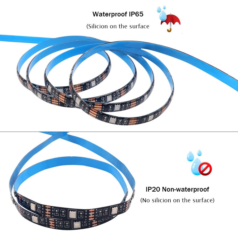 5V 5050 RGB LED Strip Light Battery Powered by 3xAA Waterproof Flexible TV Backlight with 3 17 24 Key Remote Control
