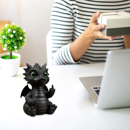 Dragon Duck Figurine Middle Finger Dragon Statue Desk Buddy Sassy Flip-off Duck Dragon Prank Gift