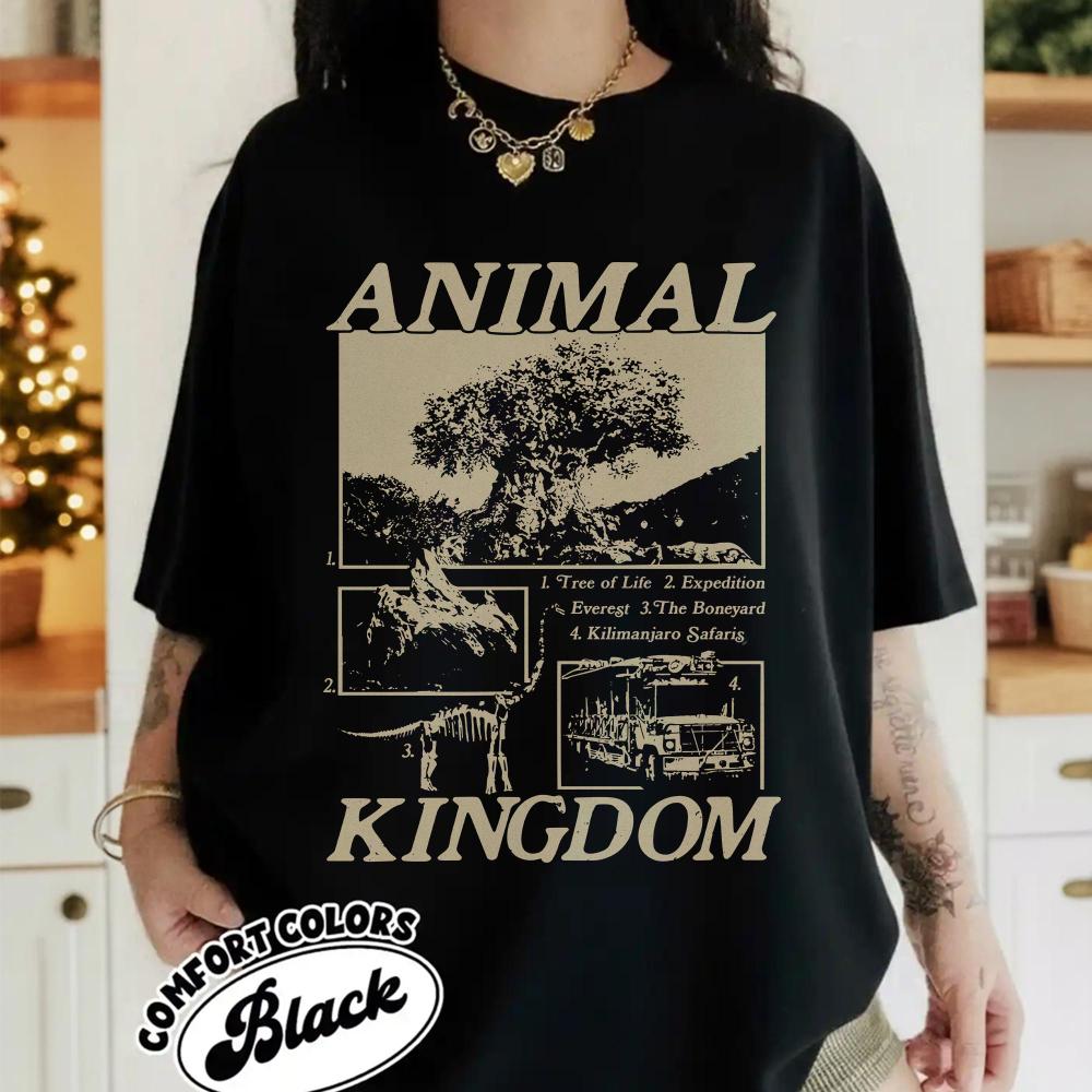 

Retro Animal Kingdom Shirt Family Vacation Shirt land Trip Shirt Clothing Graphic Short Sleeve Shirt Women AllSeason S
