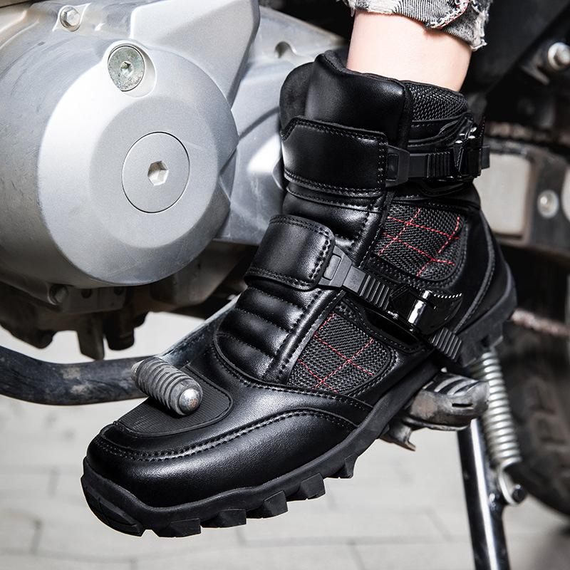 New Style Large Size High-top Thick-soled Motorcycle Boots Mens Motorcycle Shoes Street Riding Boots Racing Boots Outdoor Long-distance Riding Boots