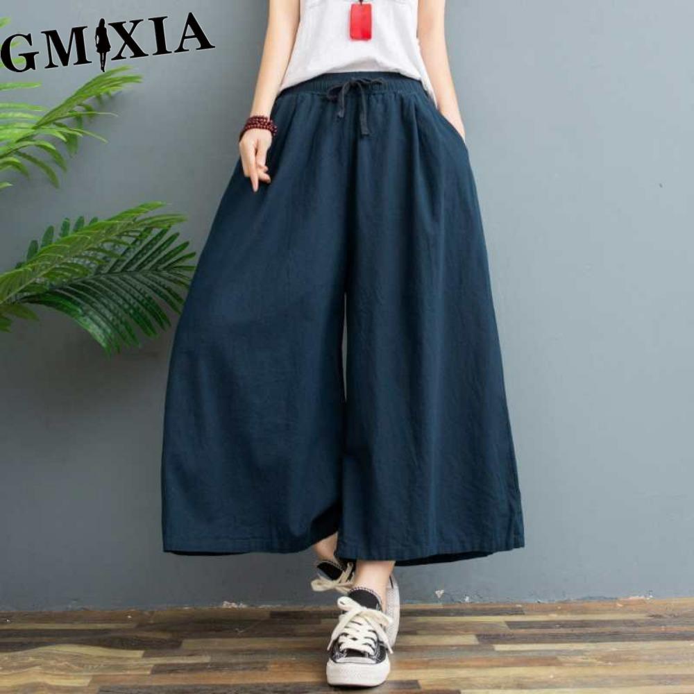 GMXIA Damskie Modne Codzienne Spodnie i Capri w Jednolitym Kolorze z Nadrukiem