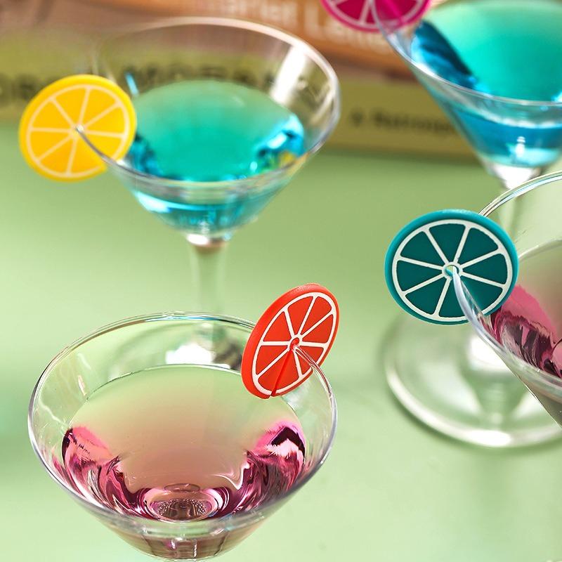 Food-grade Silicone Label Stickers for Distinguishing Orange Wine Cups, Party Wine Tags, Cocktail Cups.
